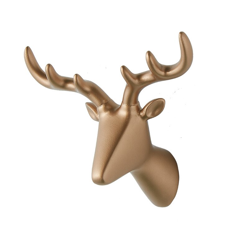 Perchero con cabeza de Animal para el hogar, gancho decorativo para colgar ropa, estante para artículos diversos, montado en la pared, 1 ud.: Gold   Deer
