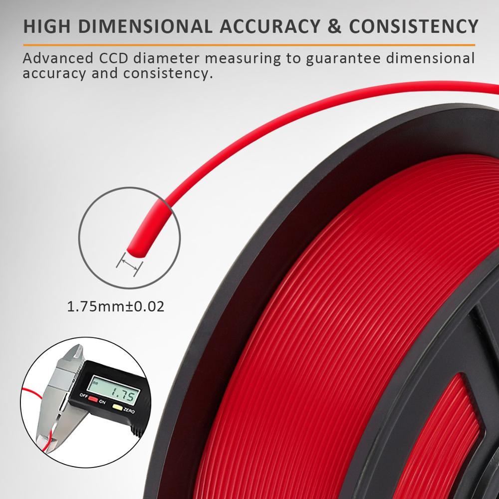 PETG Filament 1kg for FDM 3D Printer 1.75mm Tolerance +/-0.02mm 100% No Bubble Translucent Eco-friendly Printing Material Red