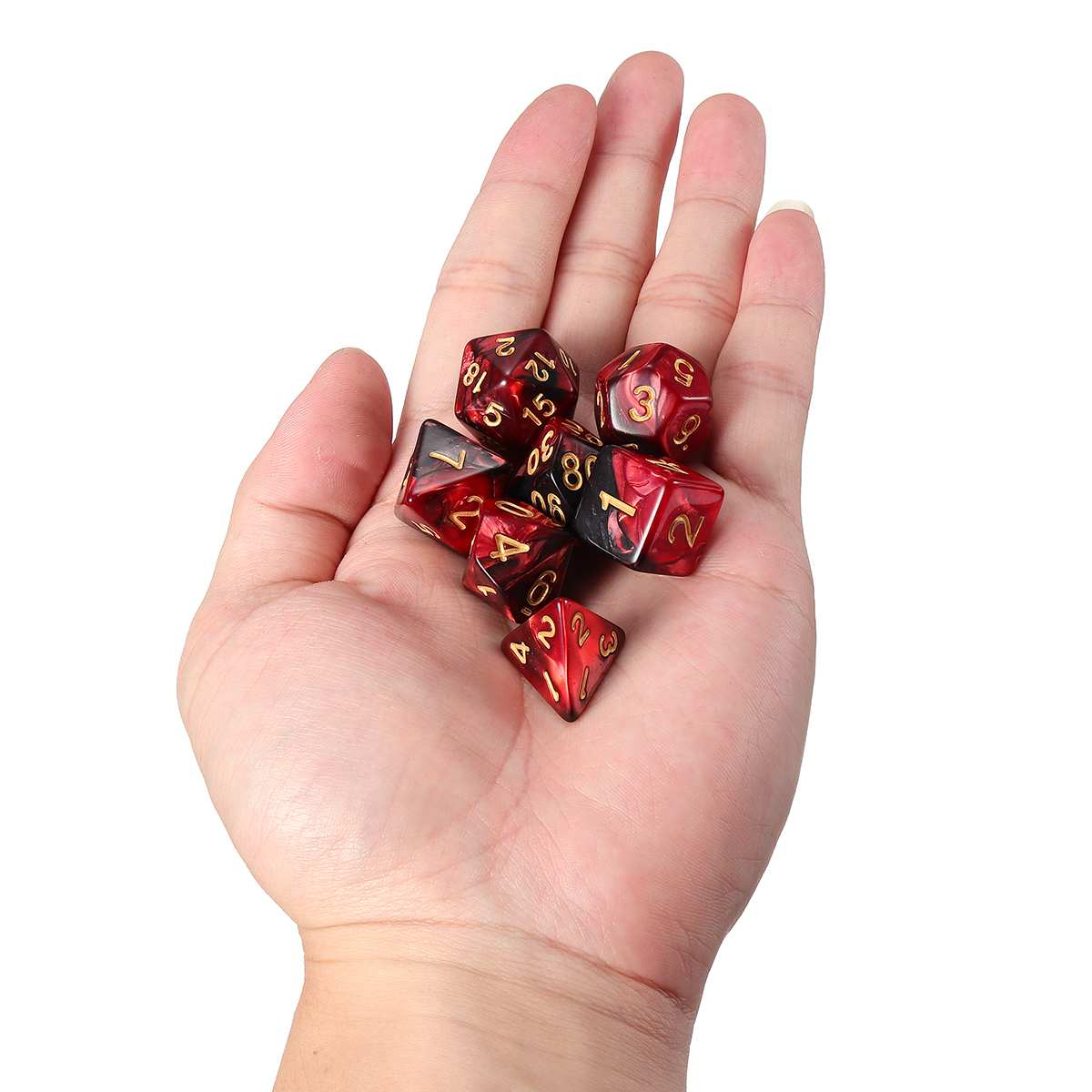 7 stuks polyhedrale acryl dobbelstenen speelgoed spel dobbelstenen rekwisieten voor dnd trpg rpg kinderen wiskunde educatieve digitale dobbelstenen met opbergzak