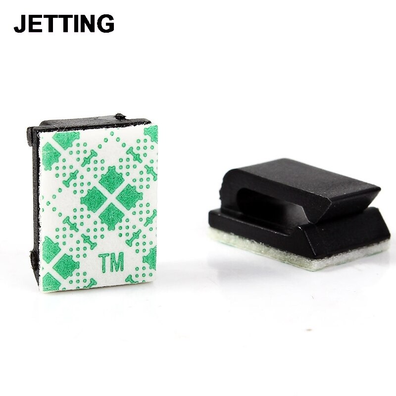 50pc enkelt huls plastik kontor bil ledning ledning kabel indpakning klistret flad kabel holder bindeclips fixer organizer winder