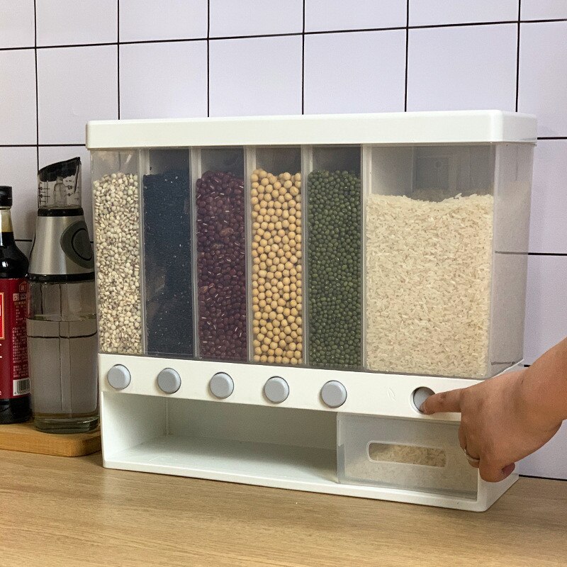 Fuldkorn ris spand vægmonteret ris opbevaringstank ud ris plast køkken køkken opbevaring madbeholder rækkevidde 9-10l