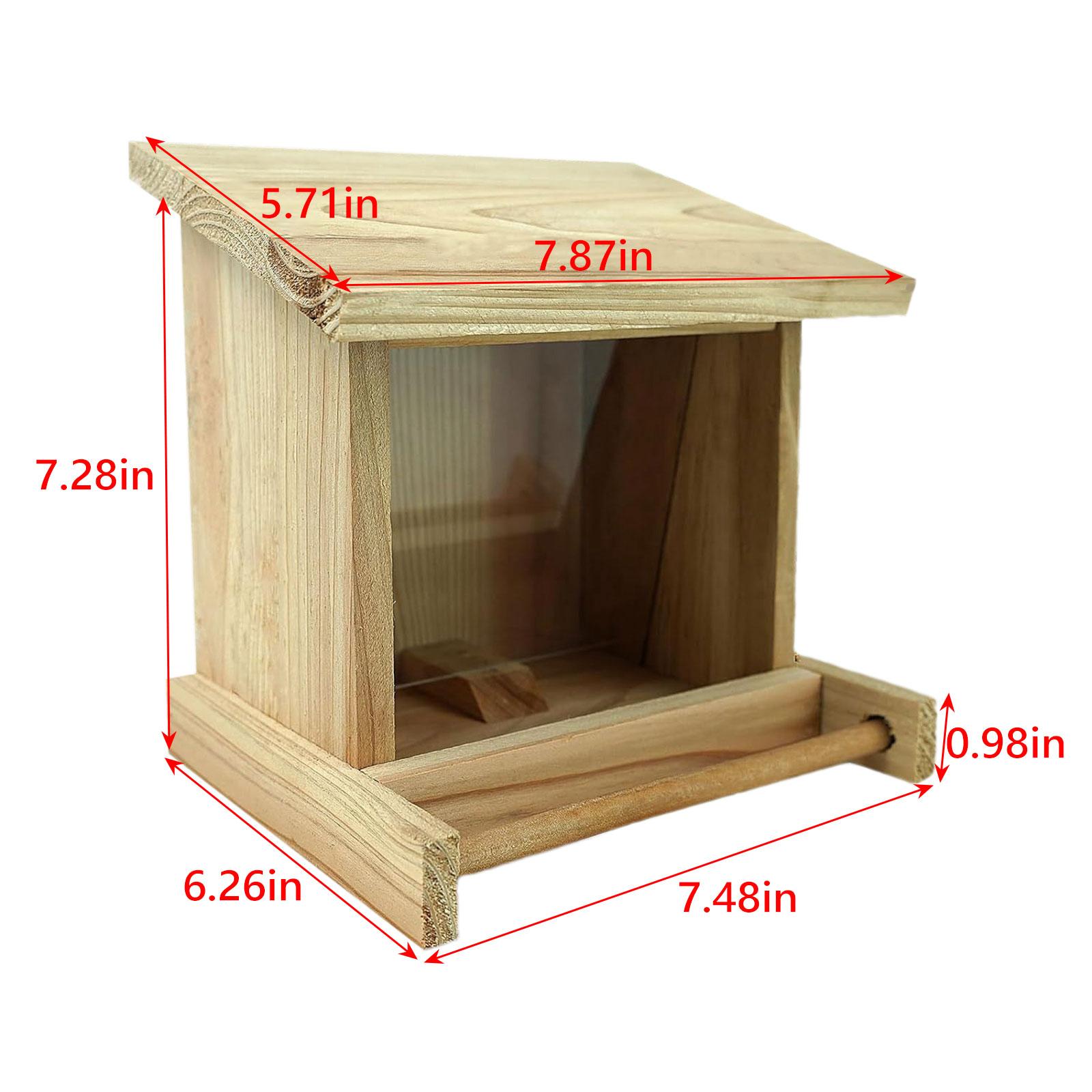 Mangeoire à oiseaux en bois avec perchoir, facile à remplir, station d'alimentation pour oiseaux résistante aux intempéries
