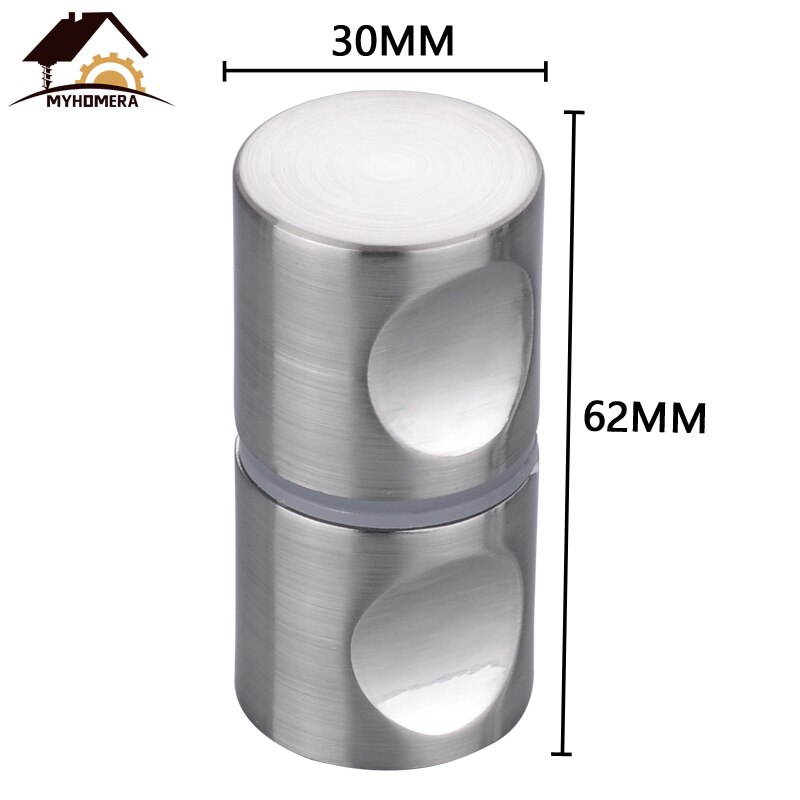 Myhomera Deurklink Glazen Deur Knop Fit 10/30/80 Mm Dikke Deur Puller Push Badkamer Douche Kast schuifladegrepen Zilver Geborsteld: Brushed 30mm Screw