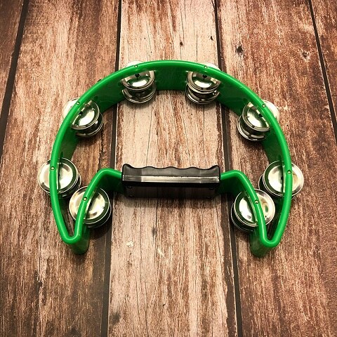 Compact Double Half Moon Music Tambourine Percussion Tamborine Drum Durable Metal Jingles Percussion Instruments 5 Colors: Green