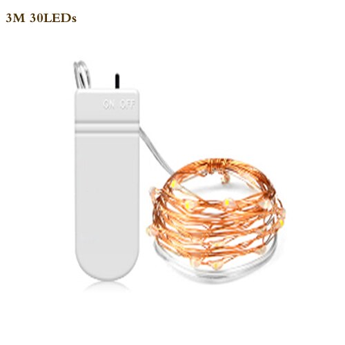 2M 3M 5M 10M Led Verlichting Ketting Koperdraad Usb Of Batterij Aangedreven Led String Licht fairy Licht Voor Kerstverlichting Wedding Party: 3M by CR2032 Battery / Warm white