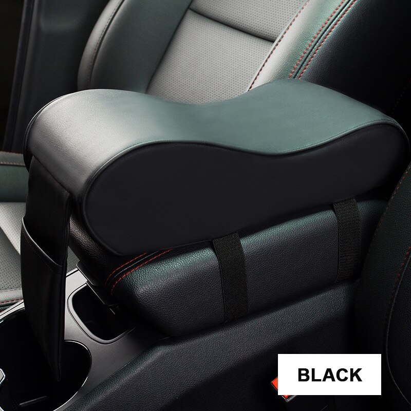 Leather Car Central Armrest Pad Black Auto Center Console Arm Rest Seat Box Mat Cushion Pillow Cover Vehicle Protective Styling: black