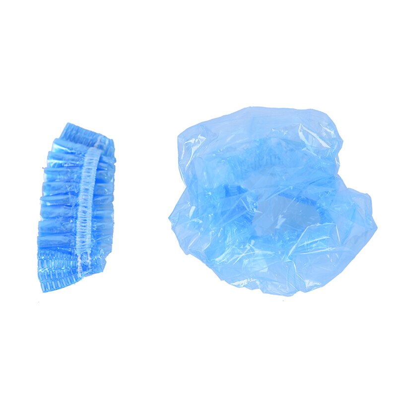 Protecteur d'oreille en plastique jetable épais | 100 pièces, capuchons de protection étanche pour oreilles, bouclier de teinture pour Salon de coiffure, outil de douche: blue
