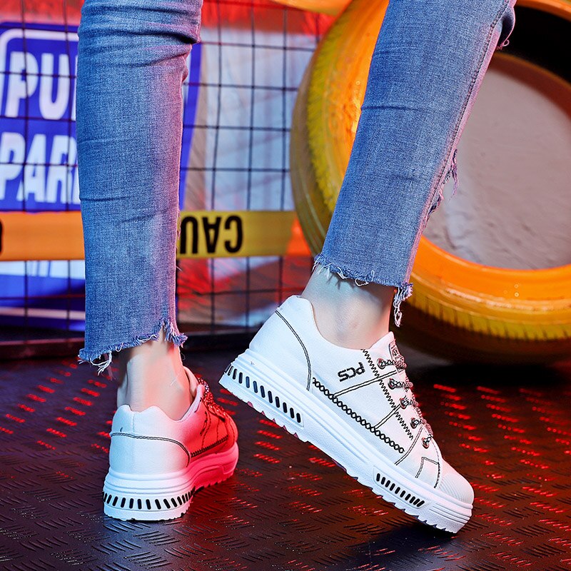 Strips Embroidered Black Flats Spring Autumn Comfort Mocasines De Mujer Streetwear Zapatos Plataforma Mujer