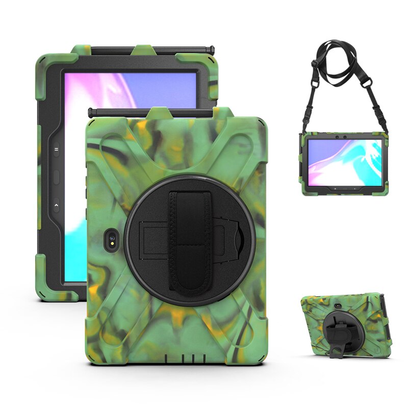 Case For Samsung Galaxy Tab Active Pro 10.1 SM-T540 SM-T545 Heavy Duty Rugged Protection Cover with Kickstand Hand+Neck Strap: Camouflage