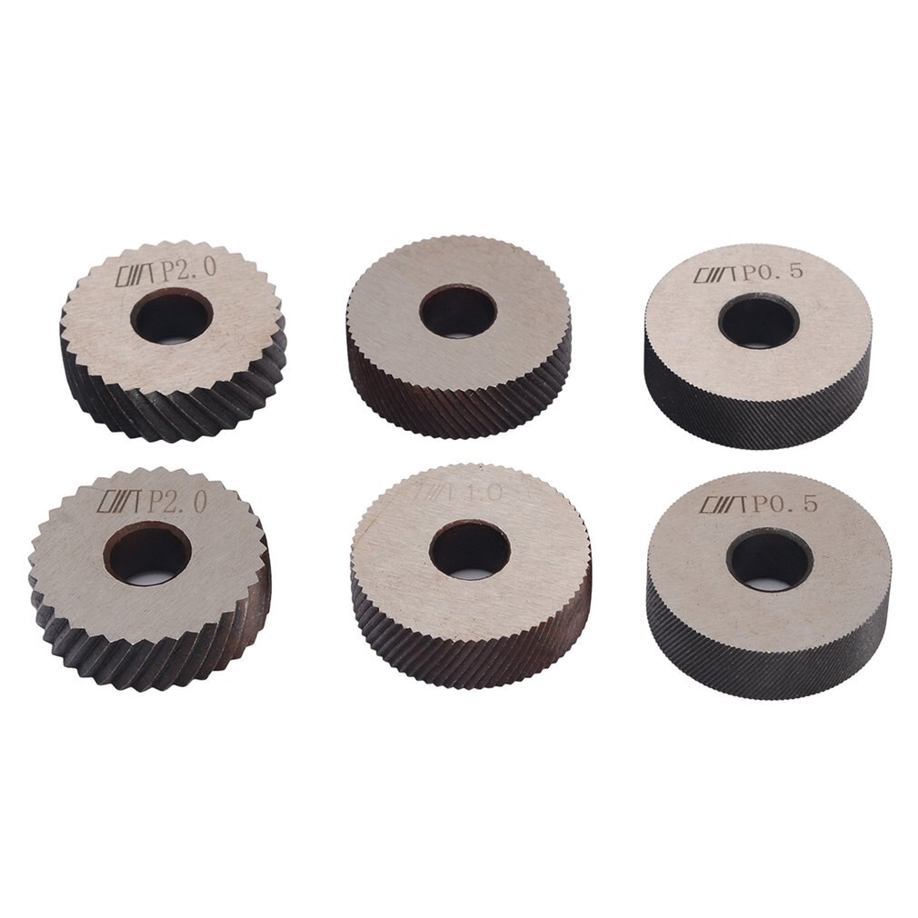 Juego de Herramienta de moleteado de doble rueda, 7 Uds., 0,5mm, 1mm, 2mm, juego de Herramienta de moleteado de rueda de torno de acero