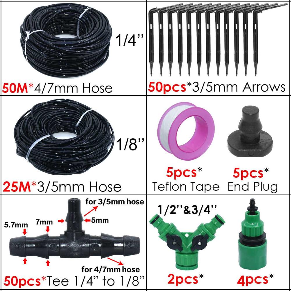 Kesla 1/4 ''  to 1/8 '' dryppvanning hagevanningssystemsett albuebøy piler sender 4/7 to 3/5mm for bonsai drivhus: Grønn