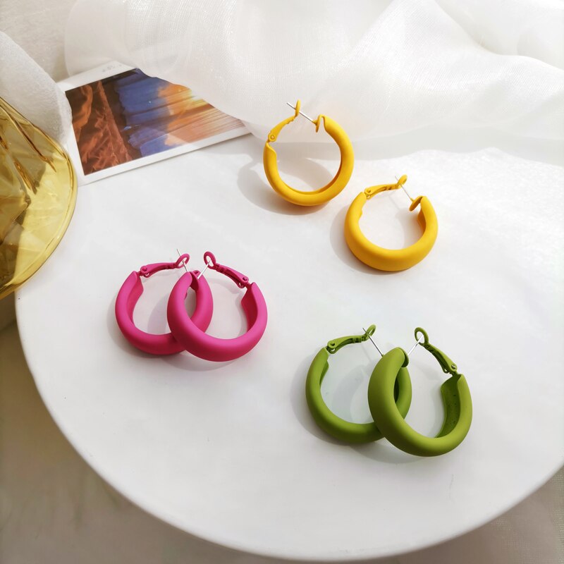 Mihan s925 moda jóias hoop brincos venda quente popular primavera verão estilo verde rosa quente amarelo earirngs para presentes da menina