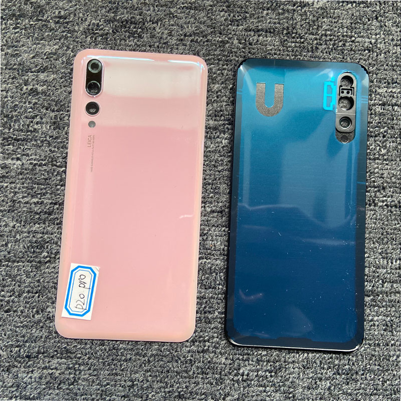 Vervanging Voor Huawei P20 Pro Terug Behuizing Glas Achterklep Battery Case Met Camera Lens Panel + Adhesive montage: with lens pink