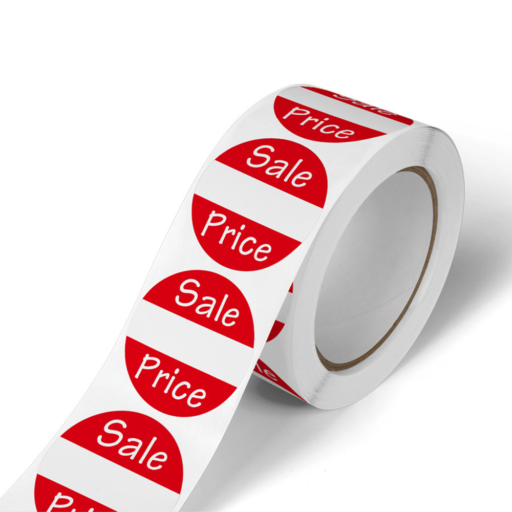 100-500 Uds. Etiquetas adhesivas de precios de venta rojas pegatinas de papel adhesivas redondas para hornear pasteles tienda minorista pegatinas de precios de descuento