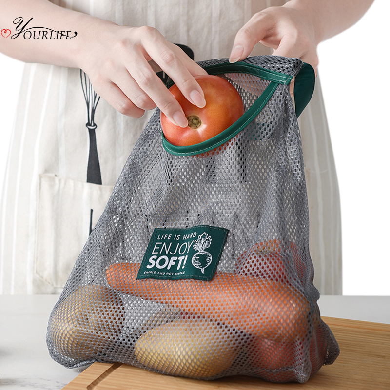 OYOURLIFE Reusable Produce Bags Multi-function Onion Potato Vegetable Mesh Bag Hanging Eco Fruit Bag Kitchen Storage Basket