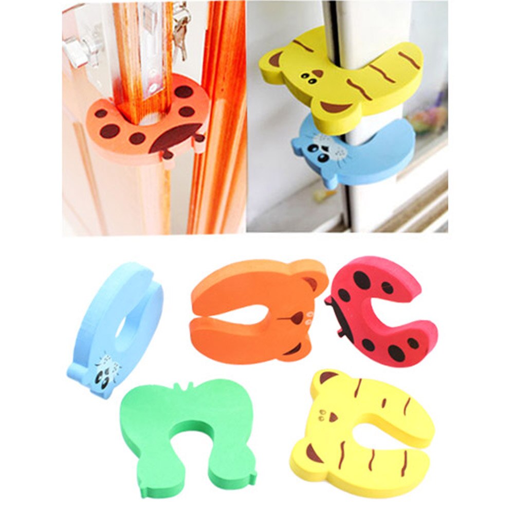 4pcs Child Baby Safety Products Cartoon Animal Stop Edge Corner for Child Guards Door Stopper Holder Protection from Children
