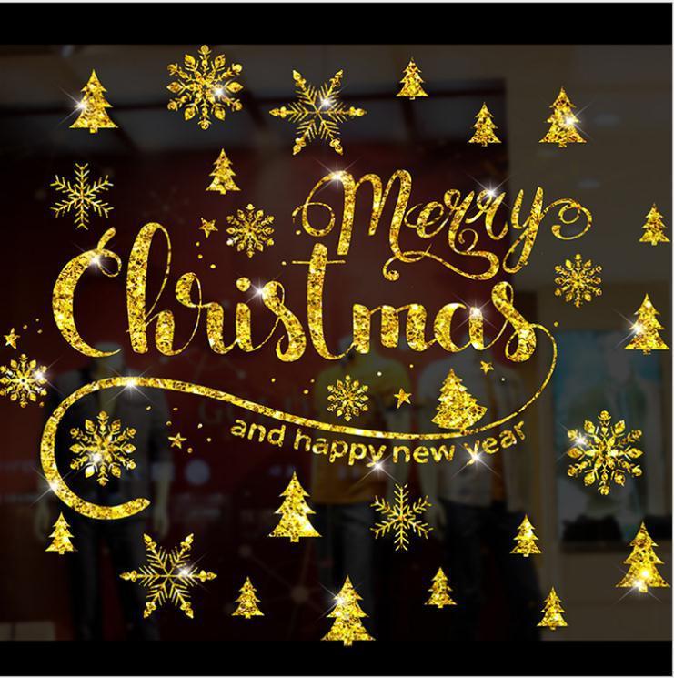 Large Merry Christmas Wall Sticker Stylish Santa Window Room Decoration PVC Year Home Decor Removable: G