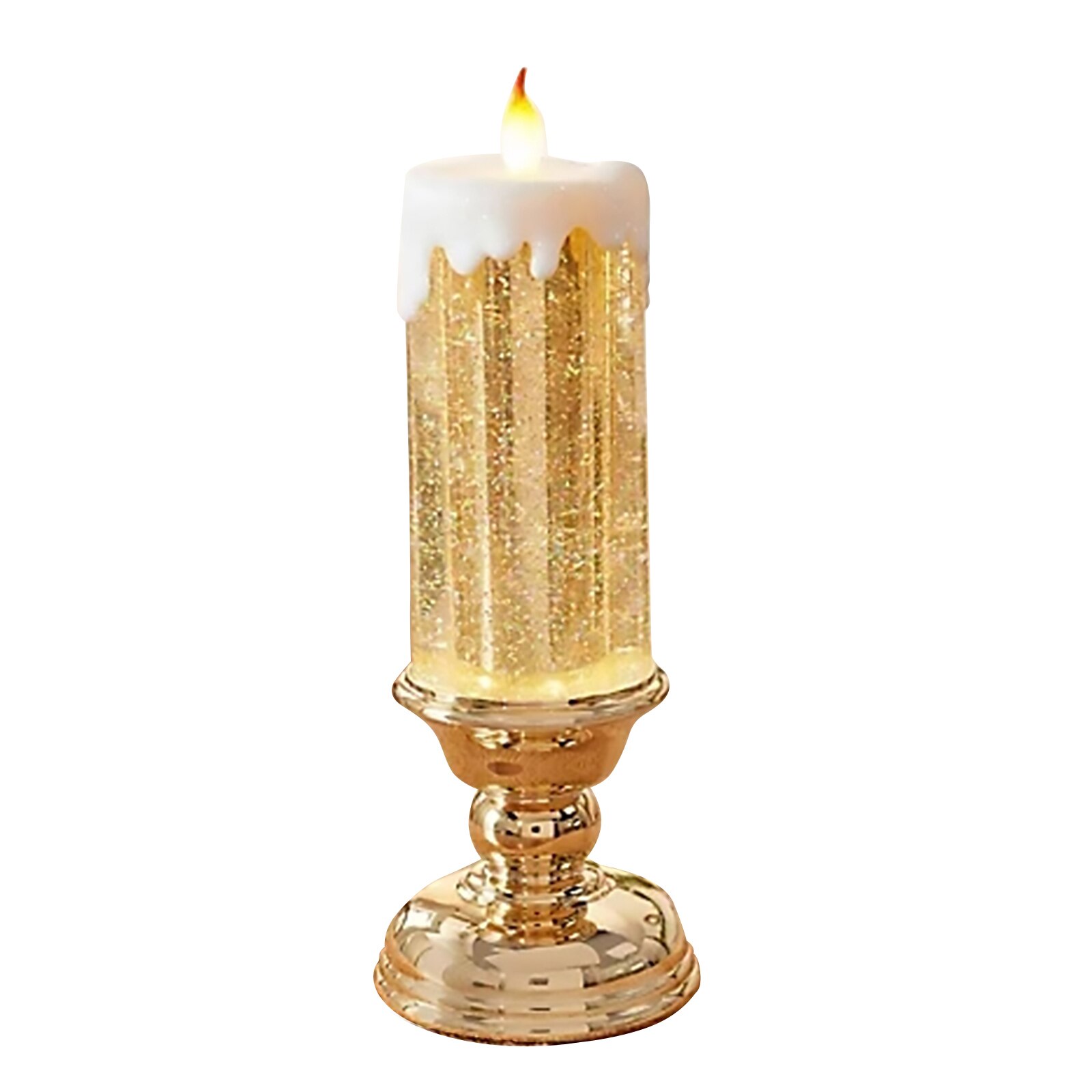 Rechargeable Colour Electronic LED Waterproof Candle With Glitter Colour Changing LED Water Candle LAD: gold base