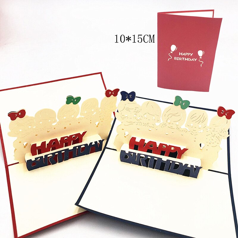 10pcs Handmade 3D Pop Up Card Paper Greeting Kirigami Card Children Invitation Happy Birthday Postcards Kids Thanksgiving