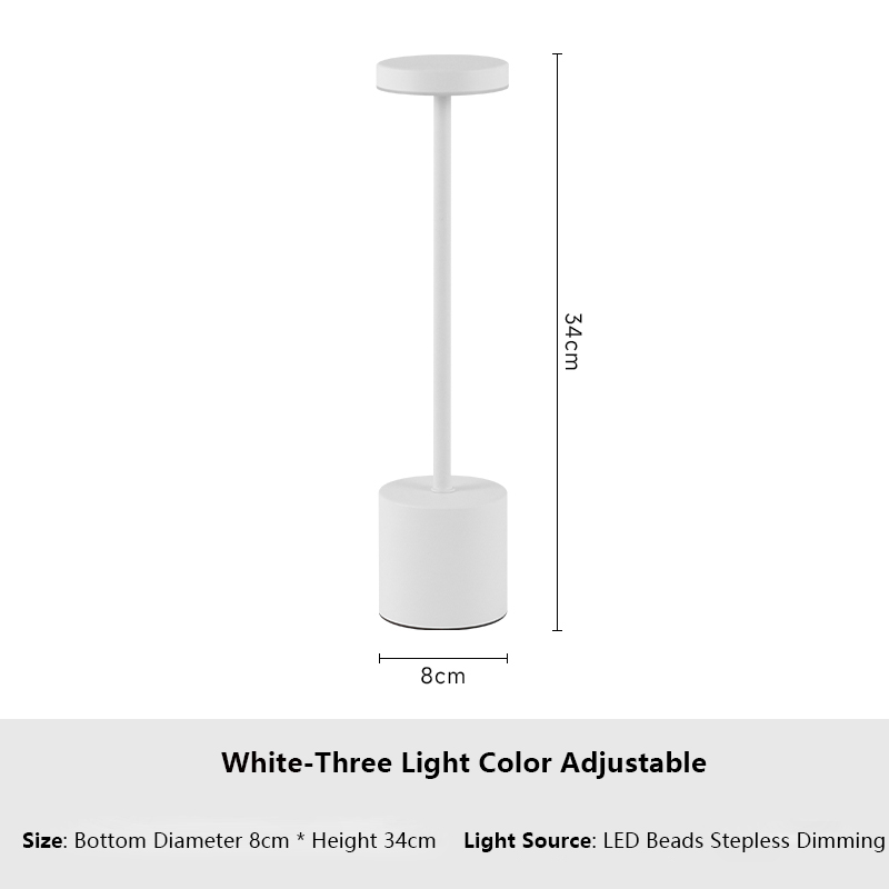 Creatieve Aanraaksensor Led Tafellamp Usb Oplaadbare Nachtlampje 3 Kleuren Verstelbare Temperaturen Bureaulamp Hotel Bar Decoratie: WHITE