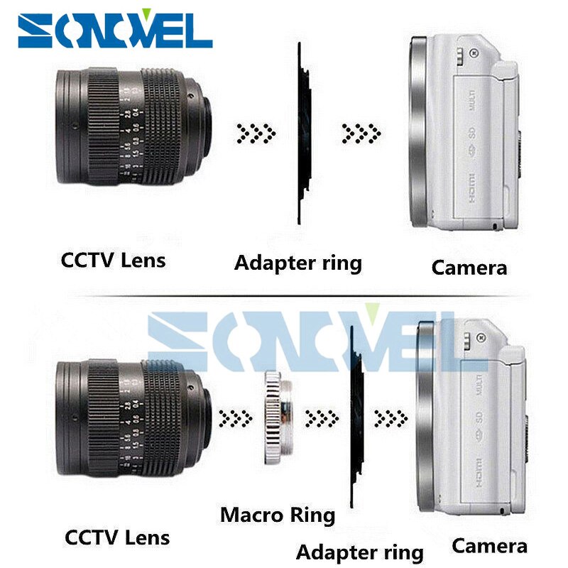 50mm F1.4 CCTV Téléfilm lentille + Monture C + bague Macro pour Monture Sony E Nex-5T Nex-3N Nex-6 Nex-7 Nex-5R A6300 A6100 A6000 A6500 A5000