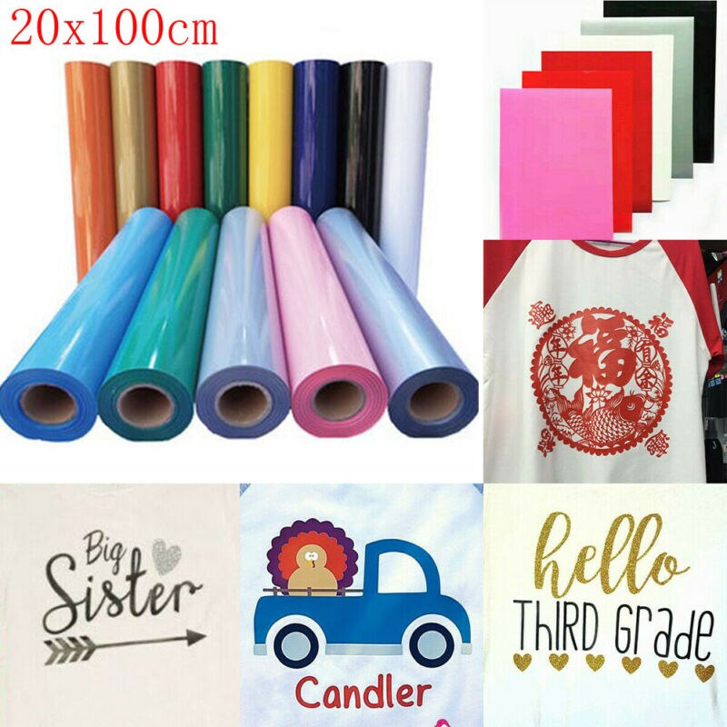 20x100cm PU Heat Transfer Vinyl Iron-on HTV T-Shirt Textiles Cricut Film Heat press Vinyl DIY Printing Decoration