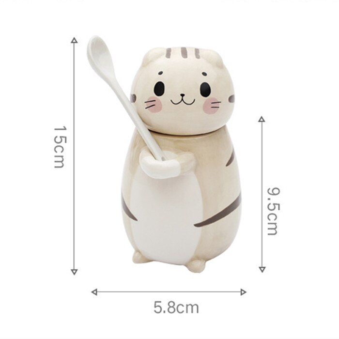 ¡Novedad! Gato de cerámica con forma de taza para café bonito y cuchara taza para la leche creativa pintada a mano, novedosos