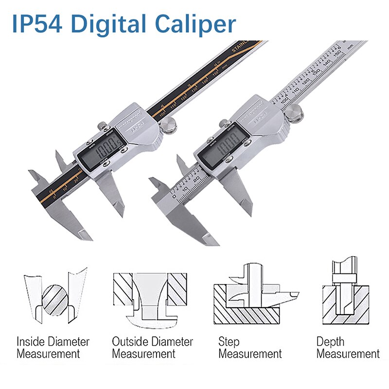 Electronic LCD Digital Display Vernier Calipers 0-150mm Stainless Steel IP54 Waterproof High Precision Calipers Measuring Tools