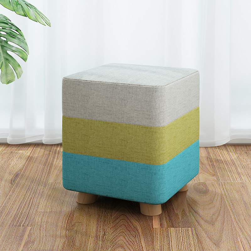 Tissus tabouret rond en bois maison adulte enfants canapé petite chaise basse poufs moderne changement chaussures banc