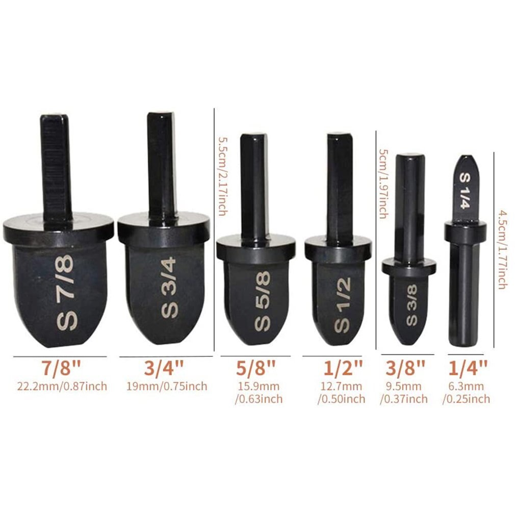 6pcs/set Swaging Tool Drill Bit Manual Copper Pipe Swage Tool Drill Bit Handle Hvac Repairing Set