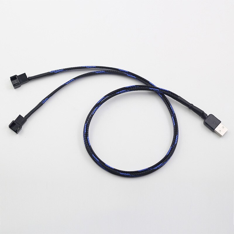 USB to 2-3x 3/4-Pin PWM 5V USB Sleeved Dual Fan Power Adapter Cable 30cm/60cm