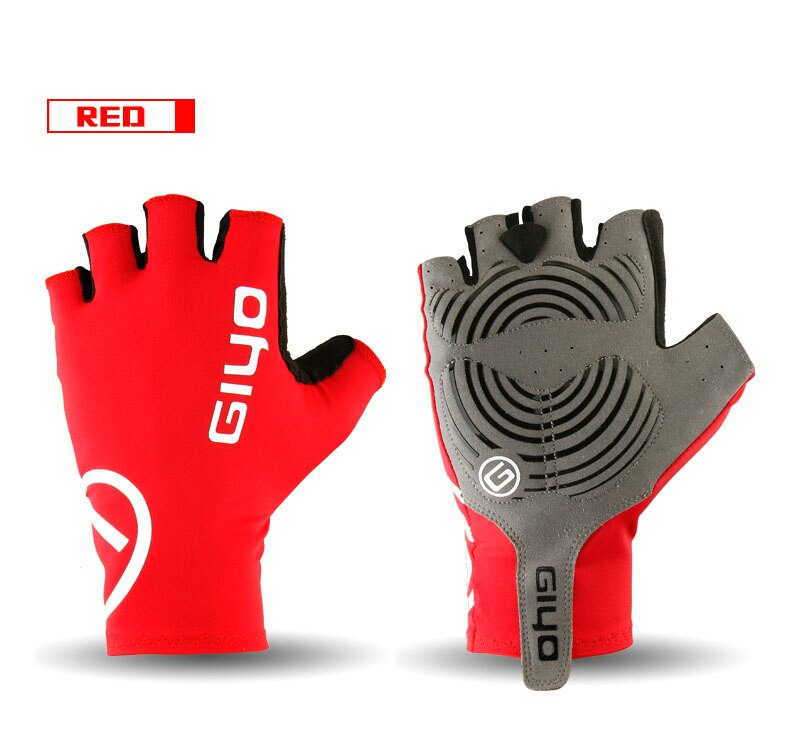 Giyo-Guantes de ciclismo de medio dedo para hombre y mujer, de gel para deportes de carreras, equipo de bicicleta de carretera para ciclismo de montaña: RED / XL