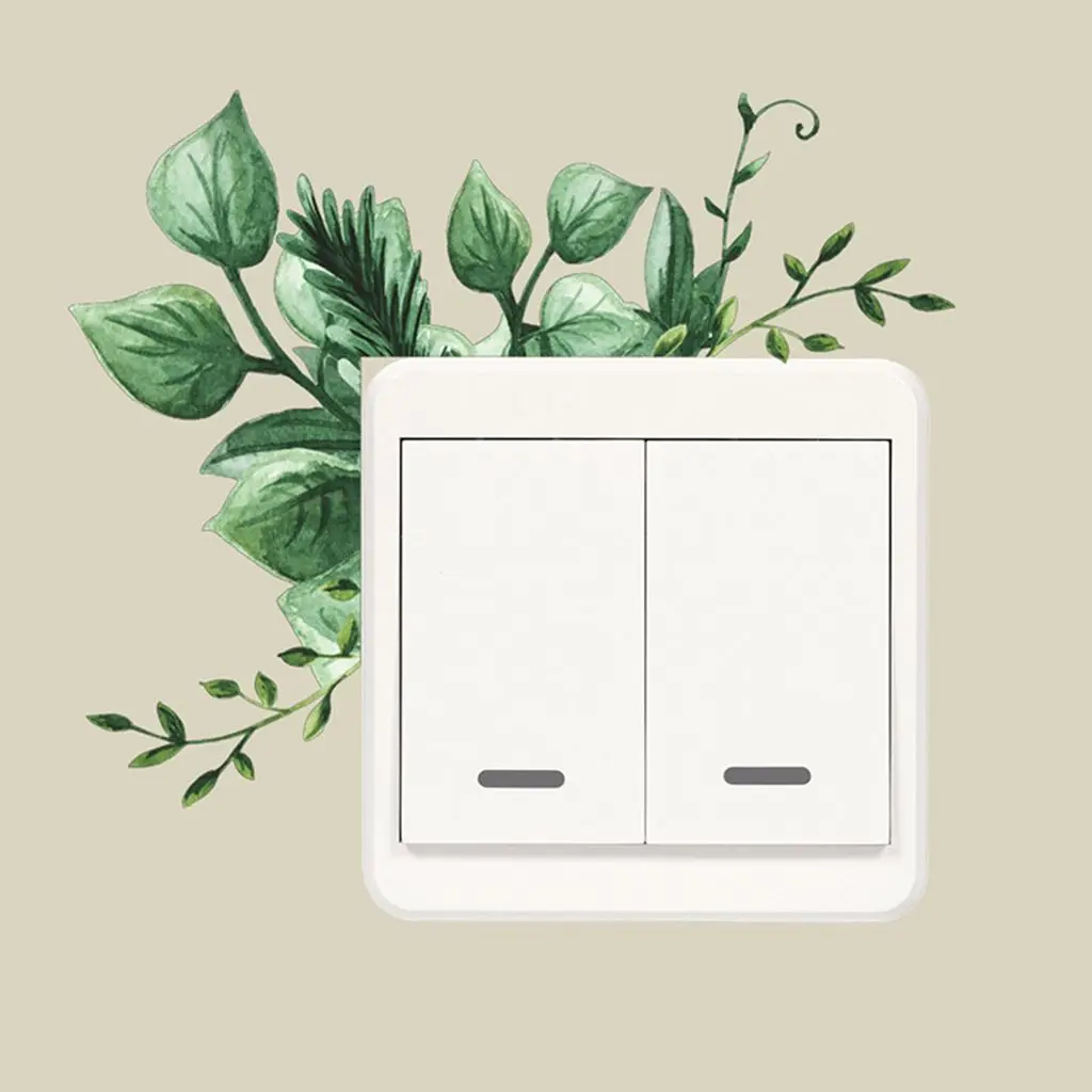 Pegatinas creativas de PVC para interruptor de pared, interruptores de enchufes de luz, rosas, margaritas, peonías, flores, hojas, plantas verdes, decoración del hogar,: YELLOW