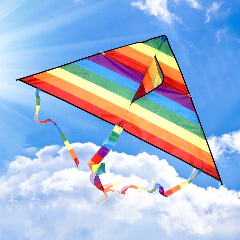 Triangle Rainbow Color Kite Small Children Love Easy To Fly In The Breeze Suitable for Summer Outings with Kids