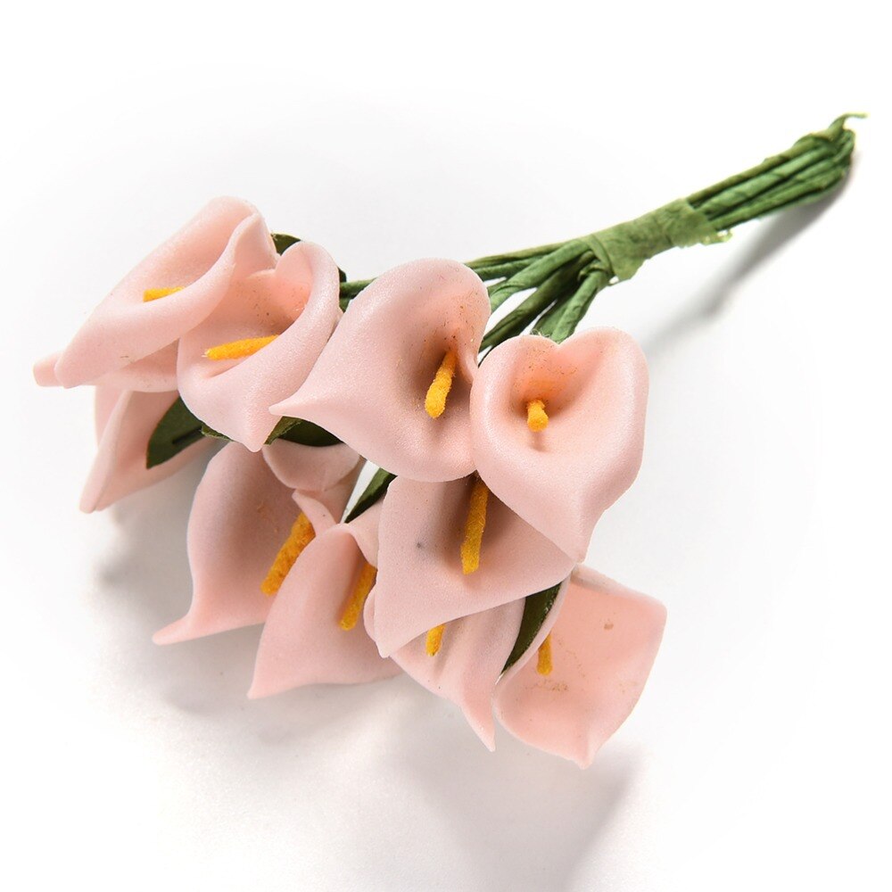 12 blomster / flok kunstige blomster calla lilje brude bryllup boligindretning buket hoved pe ægte berøring kunstig blomst