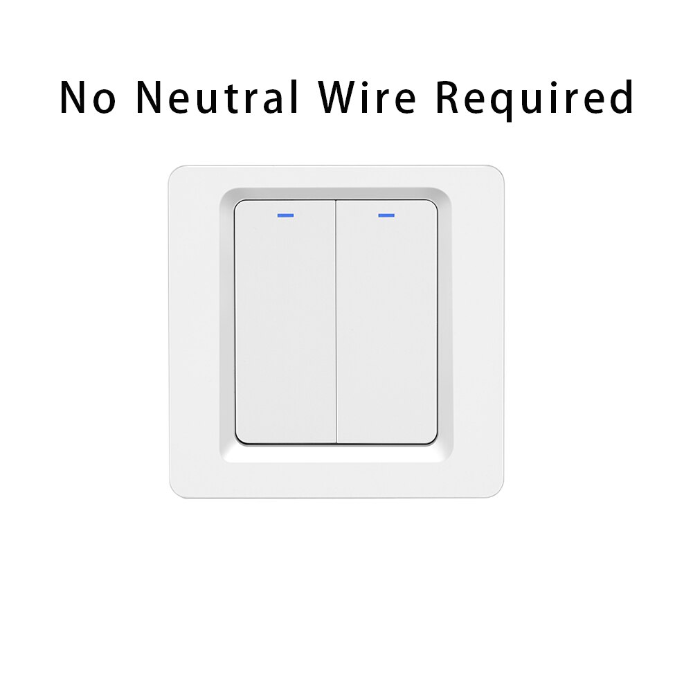 Tuya Zigbee Smart Switch Push Button Wall Light Switch No Neutral Wire and N+L Required ,Alexa Google Home Compatible: Only L Wire 2 Gang