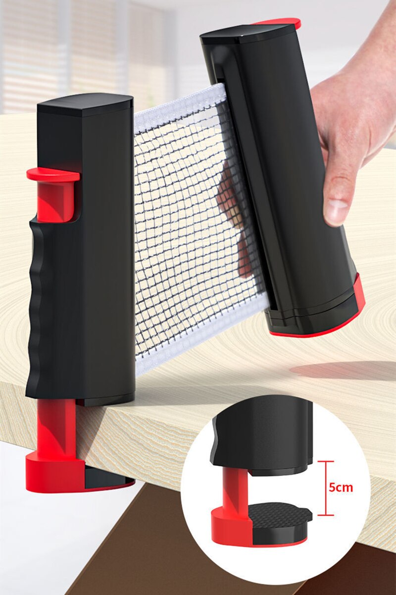 Rede portátil de tênis de mesa, rede de ping-pong retrátil para substituição, conjunto de raquete de tênis de mesa
