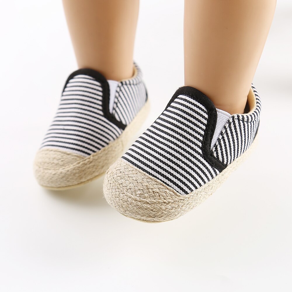 Pudcoco baby flickor pojkar first step skor baby mockasiner mjuk botten halkfri småbarn first walkers baby tossor flickor: Randig / 0-6 månader