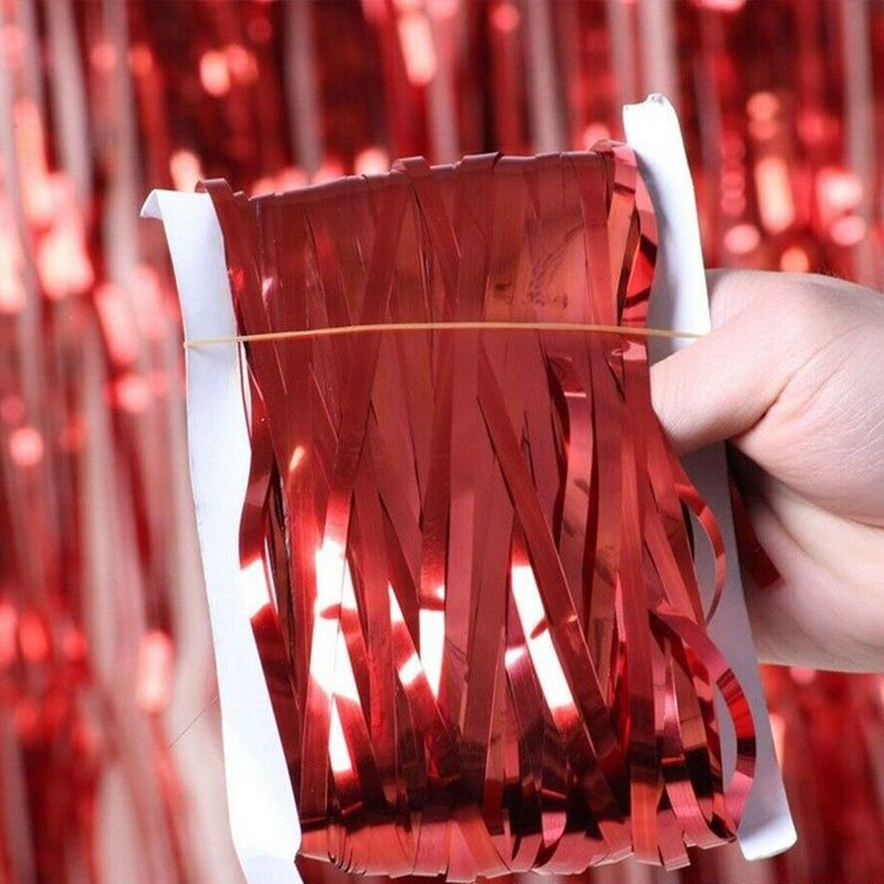 2M Metallic Foil Fringe Shimmer Backdrop Wedding Party Wall Decoration Photo Booth Backdrop Tinsel Glitter Curtain Gold: F