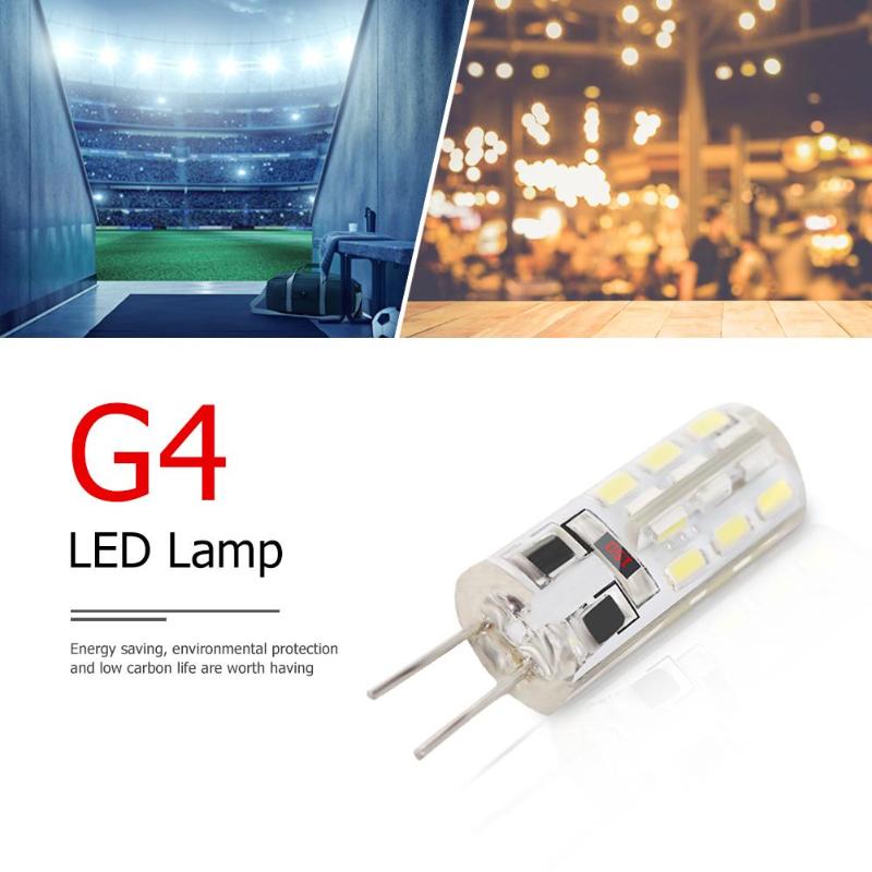 Smd 3014 g4 led lampa 2w dc 12v vita 24 led silikon majs glödlampa 110lm halogenljus