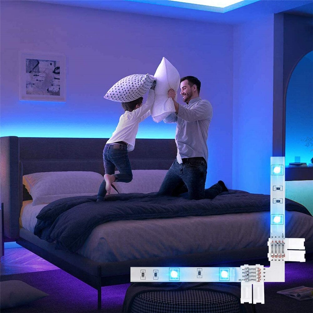 Rgb Led Light Strip Connector Smd5050 Multicolor Led Light Strip Wireless Gapless Solderless Adapter Terminal Extension