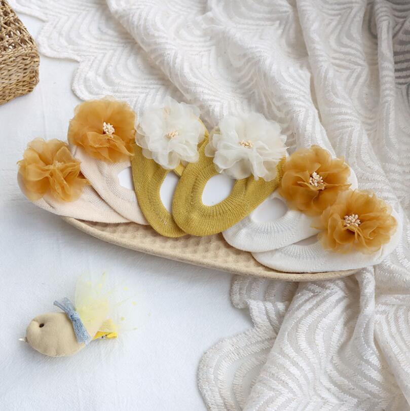 Cute 3D Flower Baby Socks Spring Summer Infant Baby Floor Socks Soft Cotton Anti-Slip Boat Socks for Princess Girls Accessories
