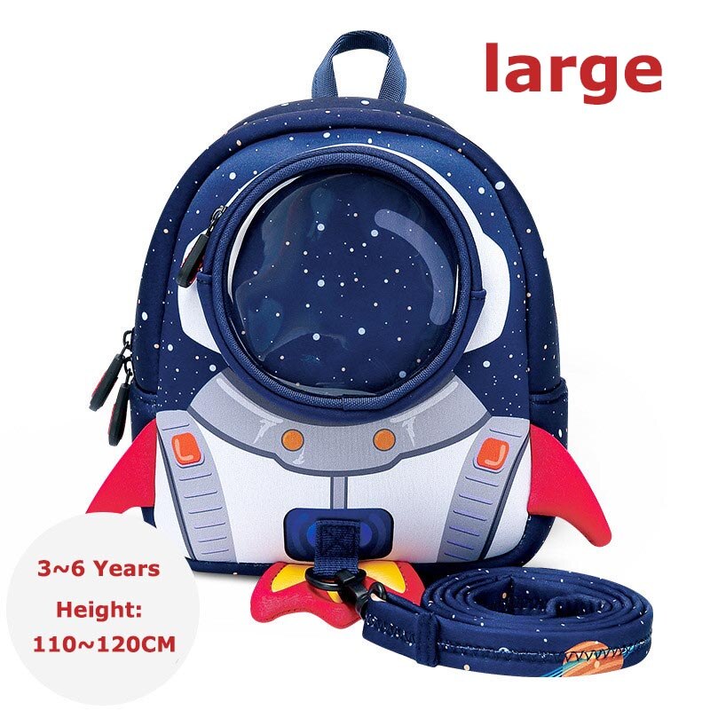 Mochila para niños Anti-Pérdida 3D Cohete De Dibujos Animados, bolsas escolares para niños y niñas, bolsa de neopreno para niños pequeños, bolsa de guardería, cápsula espacial: Blue-M2