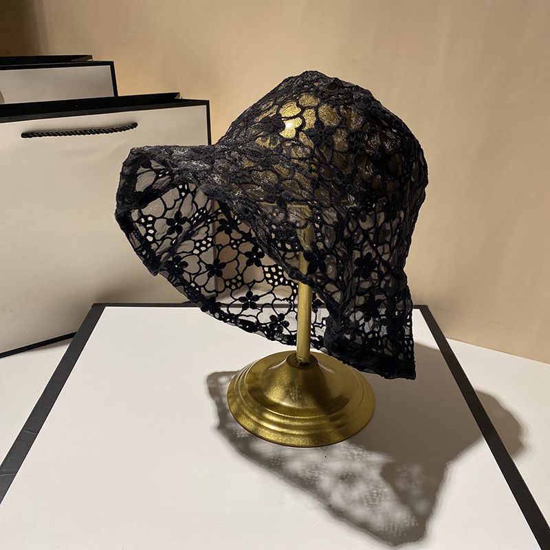 Vintage Lace Bucket Hat Women Summer Beach Sun Hats Korean Hat Breathable Fisherman Hat