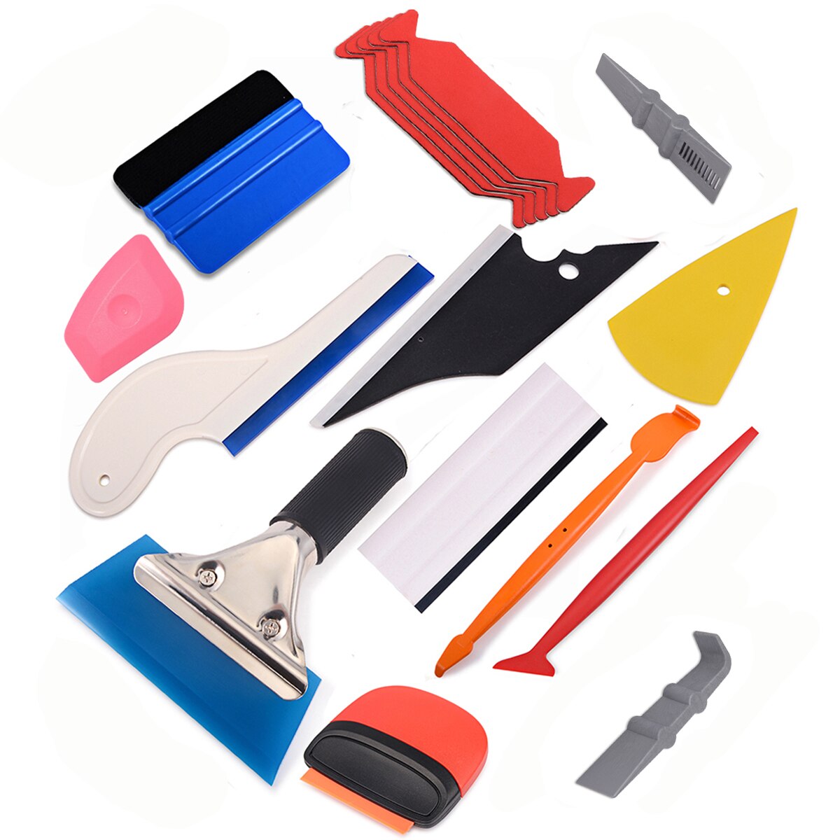 FOSHIO, pegatina de película magnética de fibra de carbono, herramienta de envolver escurridor, Kit de herramientas para envolver vinilo, Kit de herramientas para coche, tinte de Ventanilla, accesorios para coche