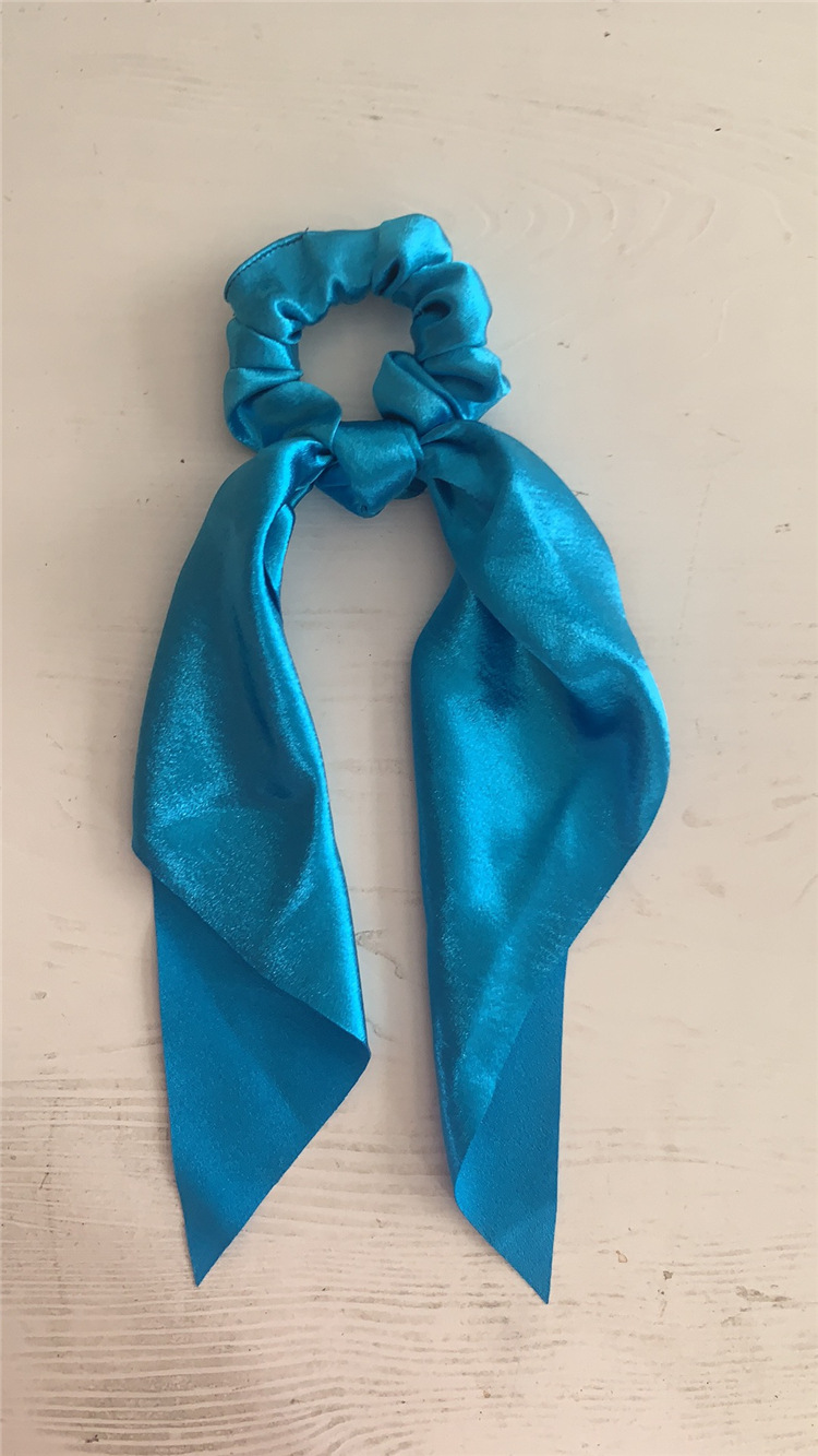 Cinta larga de seda brillante para mujer y niña, bandas elásticas para el cabello, nudo de lazo, soporte para cola de caballo, lazos para el cabello, accesorios para el cabello: Rosa