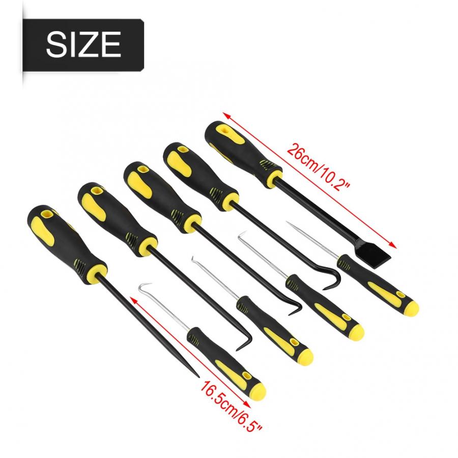 Overzeese 9 Stuks Schraper Pick Haak Kit Pakking Schrapen Slang Removal Tool Set Aluminium Geel + Zwart Pakking Schraper set