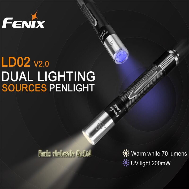 Fenix LD02 V 2.0 Cri Cree XQ-E Hi Warm Witte Led En 365nm Uv Aaa Batterij Led Edc zaklamp Zwart