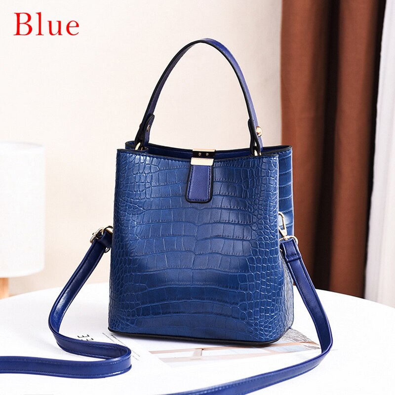 Shujn Krokodil Crossbody Tas Voor Vrouwen Schoudertas Vrouwen Tassen Luxe Pu Lederen Tas Emmer Tas Handtassen Dames: A-blue