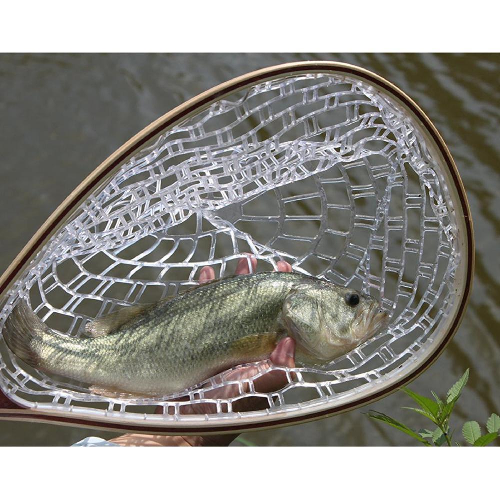 Red de pesca de madera con mosca, mango de aterrizaje de goma suave duradero, malla de trucha, captura y liberación de peces, herramienta de pesca negra X227G